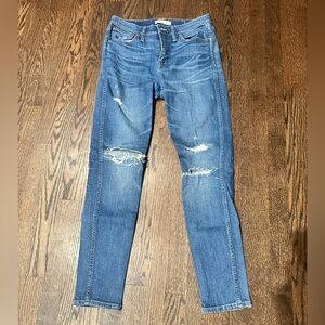 Madewell Distressed Skinny Jeans in Medium Blue - 9” high riser skinny skinny